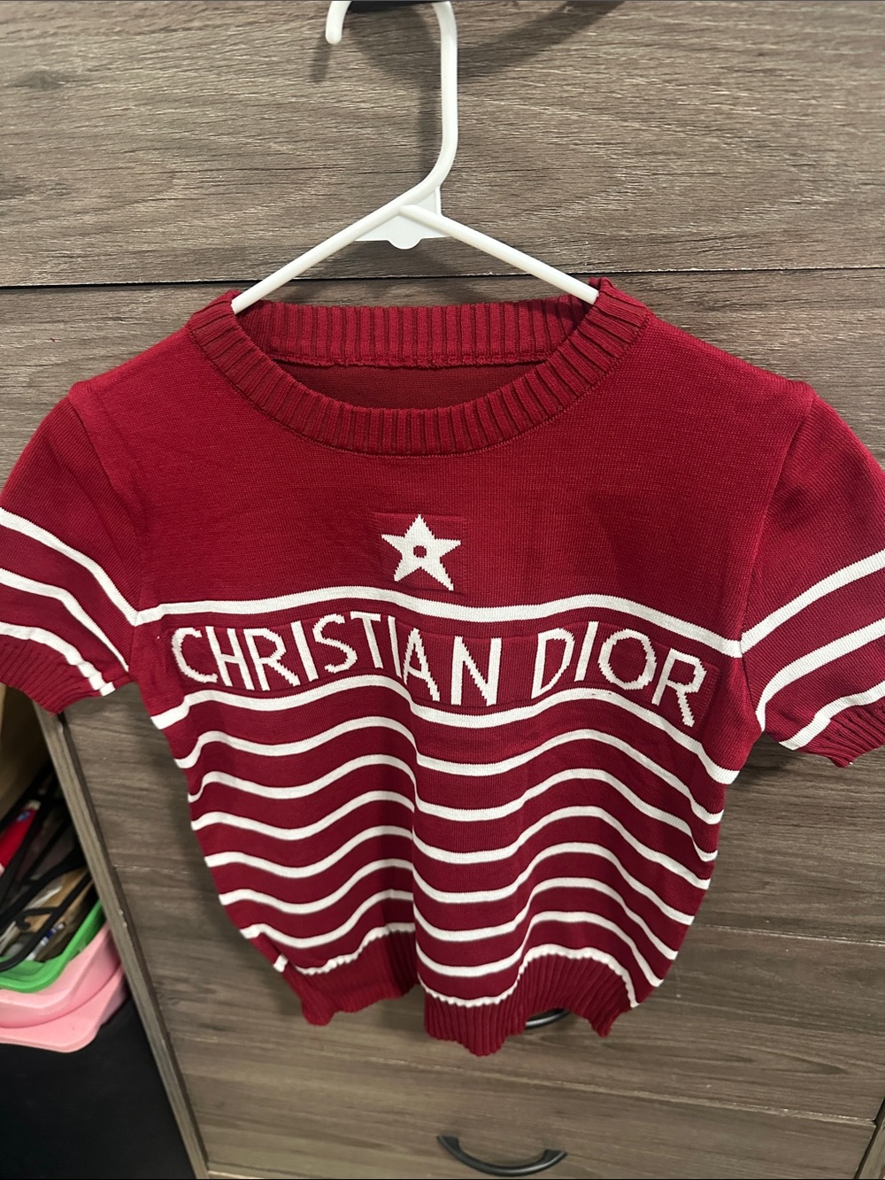 Red Striped Knit Top size S
